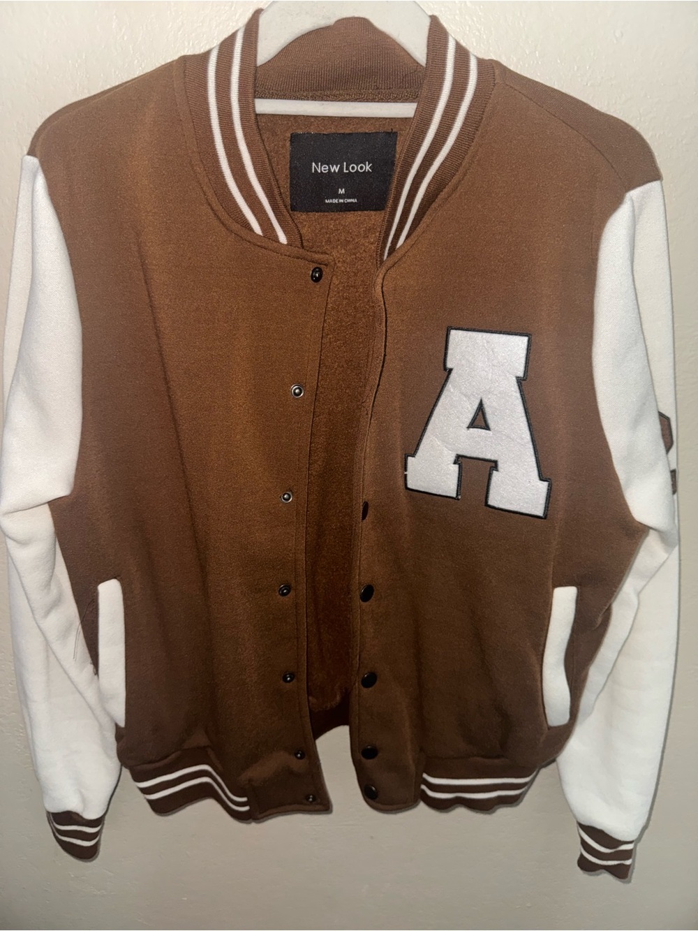 New Look Brown & White Varsity Letterman Jacket